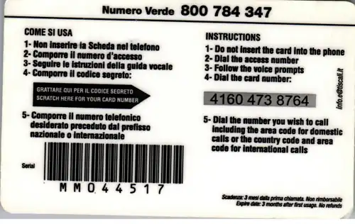 15780 - Italien - Europa EST , Phone Card