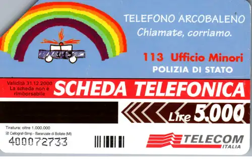 15789 - Italien - E a tutti bambini passa la paura , Telefono Arcobaleno