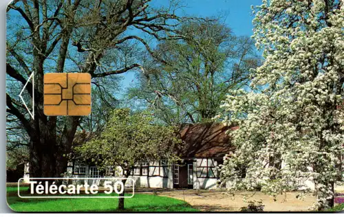 15997 - Frankreich - Motiv , Landschaft , Haus , blühende Bäume