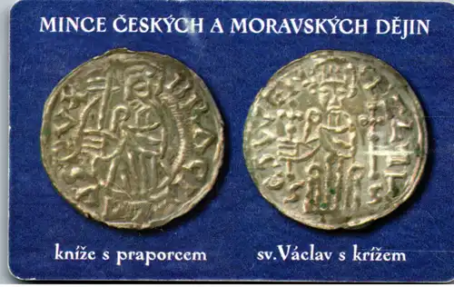 16091 - Tschechien - Mince Ceskych a Moravskych Dejin , knize s praporcem , sv. Vaclav s krizem