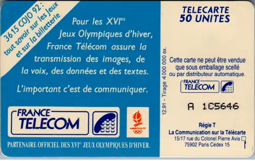 16094 - Frankreich - Pour les XVI Jeux Olympiques d' hiver , Ski