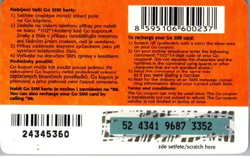 16102 - Tschechien - Go SIM Card