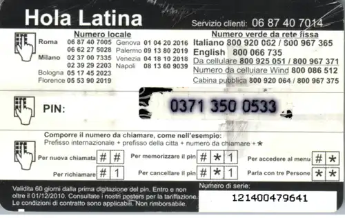 15370 - Italien - Hola Latina , Sud America