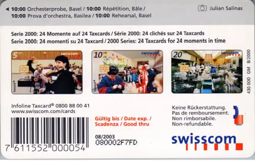15396 - Schweiz - Swisscom Taxcard , Orchesterprobe Basel