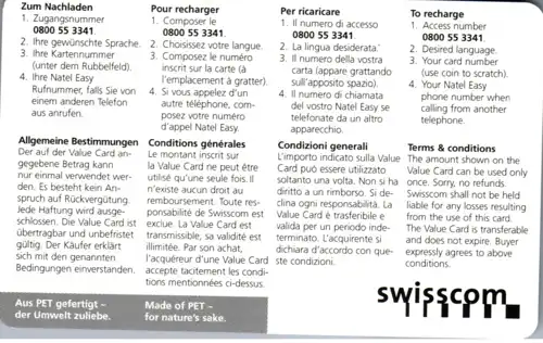 15398 - Schweiz - Value Card , Natel Easy
