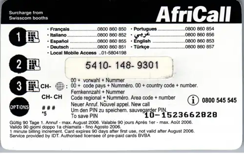 15400 - Schweiz - AfriCall , IDT