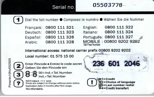 15413 - Schweiz - Pimento , OK Telecom