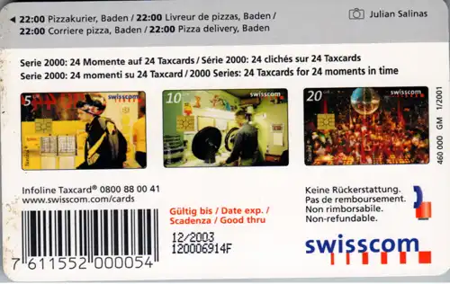 15424 - Schweiz - Swisscom Taxcard , Pizzakurier Baden