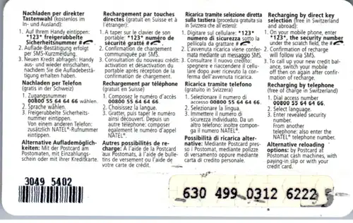 15430 - Schweiz - Swisscom Value Card , Natal