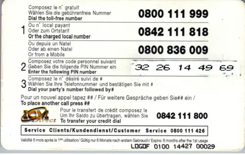 15431 - Schweiz - ICM Globalnet , Prepaid Card