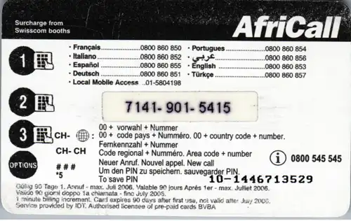 15440 - Schweiz - AfriCall , IDT
