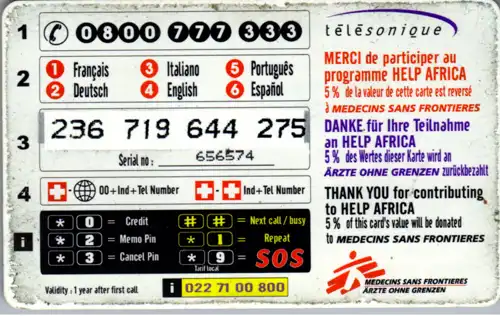 15445 - Schweiz - Help Africa , Ärzte ohne Grenzen , Diakonoff