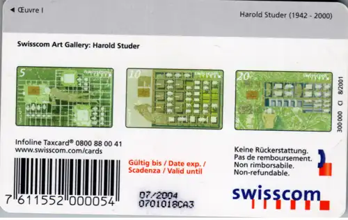 15450 - Schweiz - Swisscom Taxcard , Harold Studer