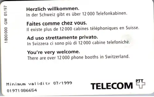 15456 - Schweiz - Swiss Telecom taxcard , Telefonkabine