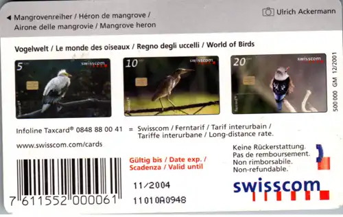 15466 - Schweiz - Swisscom Taxcard , Mangrovenreiher