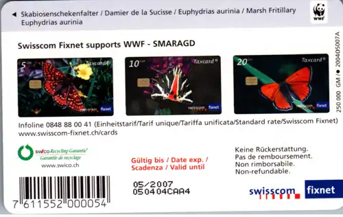 15469 - Schweiz - Swisscom Fixnet , Taxcard , Skabiosenschekenfalter