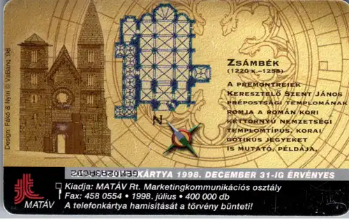 15481 - Ungarn - Roman kori templomrom Zsambek