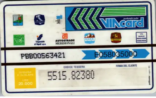 16243 - Italien - Autostradale , Autostrade , VinCard