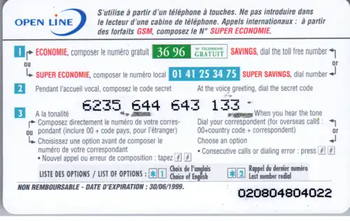 16363 - Frankreich - Open Line , Allo , Pronto , Diga