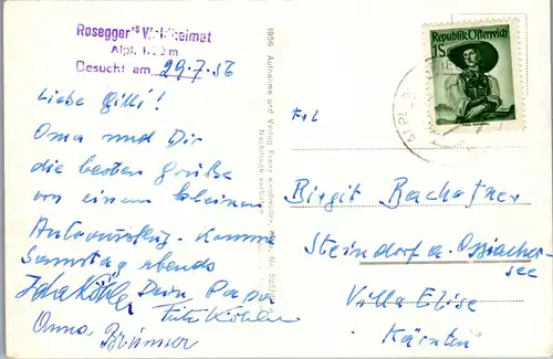 21352 - Steiermark - Krieglach , Rosegger Geburtshaus in Alpl , Waldheimat - gelaufen 1956