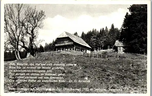 21367 - Steiermark - Krieglach , Rosegger Geburtshaus in Alpl , Waldheimat - nicht gelaufen 1954