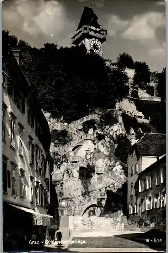 21409 - Steiermark - Graz , Schloßbergsteig mit Uhrturm - gelaufen 1956
