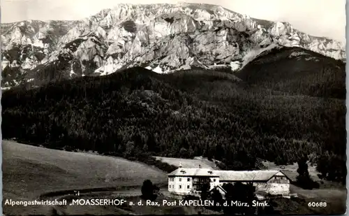 21424 - Steiermark - Kapellen an der Mürz , Alpengastwirtschaft Moasserhof an der Rax - gelaufen 1957