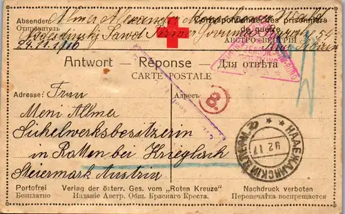 21432 - Russland - Feldpost , Kriegsgefangenenlager , Sibirien - Österreich , Ratten bei Krieglach , Zensur Abteilung Wien - gelaufen 1917