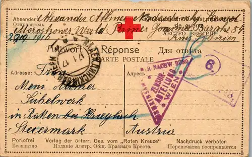 21434 - Russland - Feldpost , Kriegsgefangenenlager , Sibirien - Österreich , Ratten bei Krieglach , Zensur Abteilung Wien - gelaufen 1917