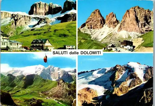 21480 - Italien - Dolomiten , Passo Pordoi , Sella , Funivia , Ghiacciaio della Marmolada , Mehrbildkarte - nicht gelaufen