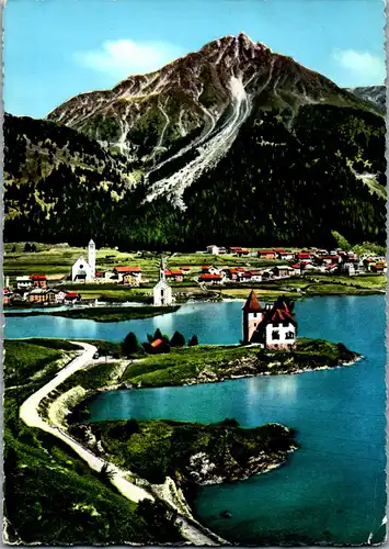 21484 - Italien - Venosta , Vinschgau , Resia Nuova col Lago , Neuerschen mit See - gelaufen