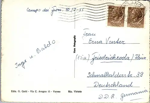 21502 - Italien - Varese , Dintorni del S. Monte - gelaufen 1955