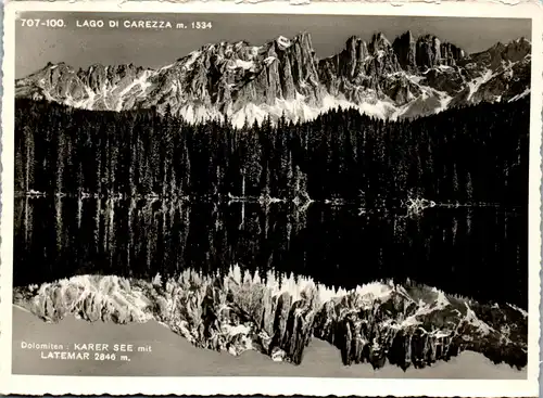 21506 - Italien - Lago di Carezza , Col Latemar , Karersee gegen Latemar - nicht gelaufen 1950
