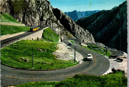 21516 - Schweiz - Passo San Gottardo , Die Gotthardstraße im Tremolatal - nicht gelaufen