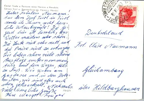 21520 - Italien - Castel Tirolo e. Fontana verso Merano e Mendola , Mendel , Brunnenburg , Schloss Tirol - gelaufen 1963