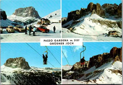21529 - Italien - Passo Gardena , Grödner Joch , Seilbahn , Auto , Käfer - gelaufen 1968