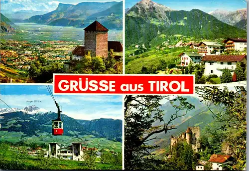 21538 - Italien - Tirol bei Meran , Castel Tirolo , Talstation Seilbahn Hochmut , Brunnenburg - gelaufen 1992