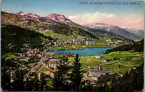 21615 - Schweiz - St. Moritz Bad und Dorf - gelaufen 1926