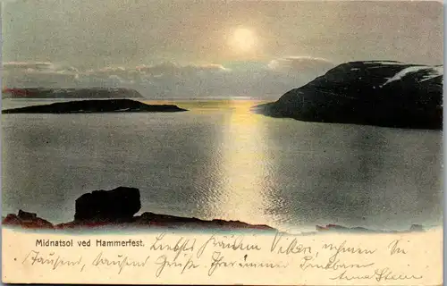 21617 - Norwegen - Midnatsol ved Hammerfest - gelaufen 1923