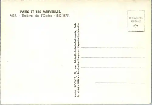 21652 - Frankreich - Paris es ses Merveilles , Theatre de l' Opera - nicht gelaufen