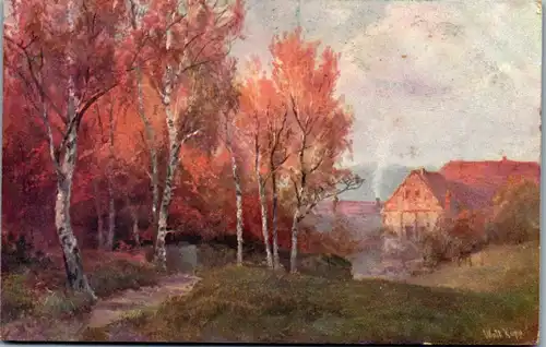 21670 - Künstlerkarte - Landschaft , signiert Walter Kopp , Feldpost - gelaufen 1915