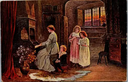 21683 - Künstlerkarte - Facsimile Ölgemälde , Sinclair , Abendlied , Erpaco , Handgemalt - nicht gelaufen