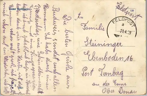 21688 - Tschechische Republik - Ceske Budejovice , Feldpost - gelaufen 1939