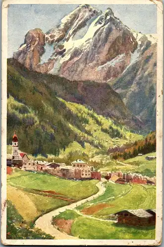 21689 - Künstlerkarte - Deutscher Schulverein , Gries bei Canazei mit der Marmolata , signiert , Karte Nr. 411 - nicht gelaufen