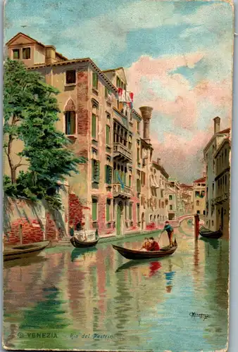 21700 - Künstlerkarte - Venezia , Rio del Pestrin , signiert - nicht gelaufen