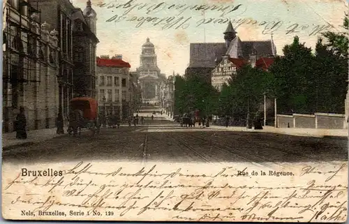 21709 - Belgien - Bruxelles , Rue de la Regence - gelaufen 1902