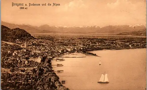 21726 - Vorarlberg - Bregenz am Bodensee und die Alpen - nicht gelaufen 1911