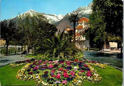 21746 - Italien - Meran , Kurpromenade gegen Zielspitze u. Tschigat , Gruppo Tessa - gelaufen 1973