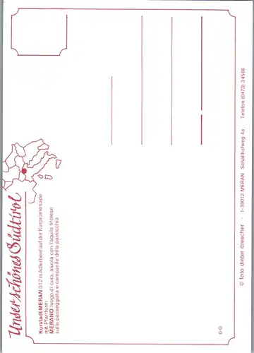 21771 - Italien - Meran , Adlerbeet auf der Kurpromenade mit Pfarrturm - nicht gelaufen