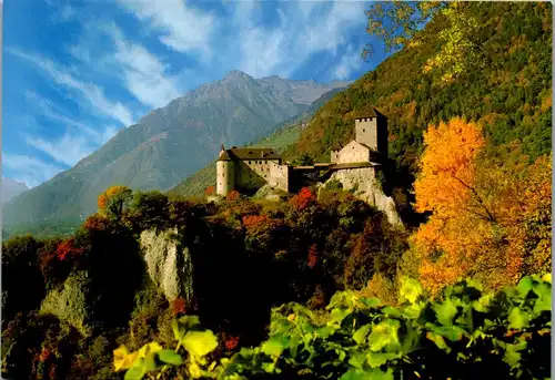 21784 - Italien - Schloß Tirol mit Zielspitze , Cima di Tel - nicht gelaufen